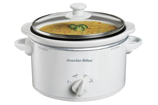 White Proctor Silex slow cooker.
